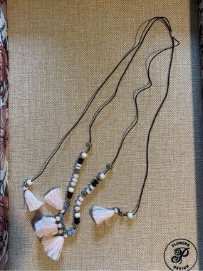 Plunder Beaded Tassel Necklace with Pale Pink Tassels